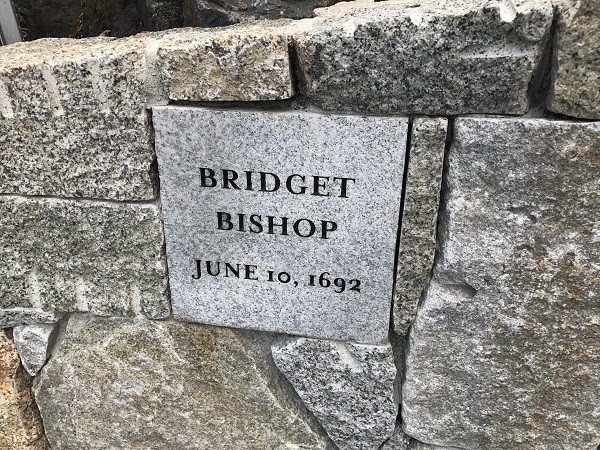 Bridget Bishop's memorial marker, Proctor's Ledge Memorial, Salem, Mass