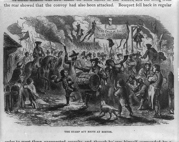 The Stamp Act Riots in Boston, illustration published in The youths' history of the United States from the discovery of America