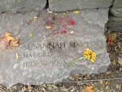 Susannah Martin, Memorial Marker, Salem Witch Trials Memorial, Salem Mass, November 2015. Photo Credit: Rebecca Brooks