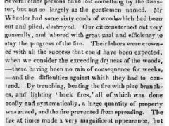 Article in The Concord Freeman about the forest fire set by Henry David Thoreau, circa May 3, 1844