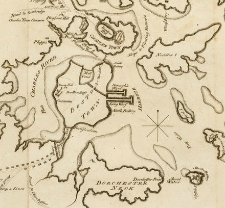 Map of Boston, by John Almon, drawn at Boston in June 1775, published in London Aug 28 1775