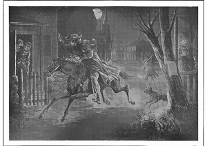 Illustration of Paul Revere's ride published in "Paul Revere's Ride" by Longfellow circa 1905