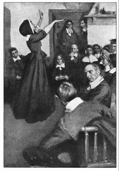 "Anne Hutchinson Preaching in Her House in Boston," illustration published in Harper's Monthly, circa February 1901