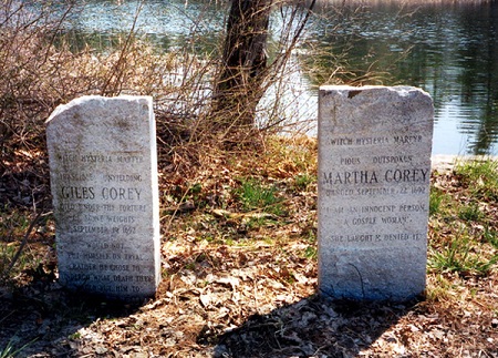 Giles and Martha Corey Memorial Markers, Crystal Lake, Peabody, Mass