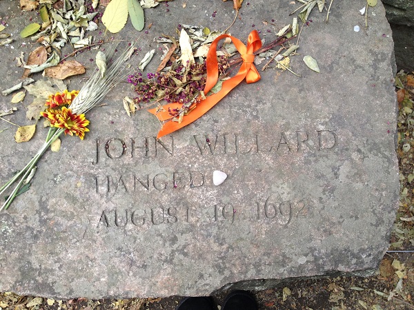 John Willard, Memorial Marker, Salem Witch Trials Memorial, Salem, Mass, November 2015. Photo Credit: Rebecca Brooks