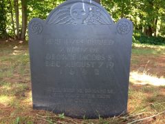 George Jacobs, Sr.'s, headstone at the Rebecca Nurse Homestead cemetery, Danvers, Mass. Photo credit: Rebecca Brooks