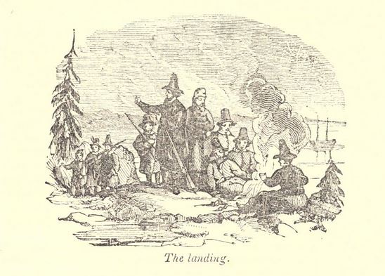 "The landing." Illustration published in A Pictorial History of the United States circa 1852