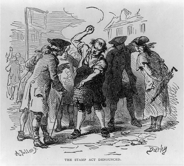 The Stamp Act Denounced, illustration published in Lossing's History of the United States of America, circa 1913