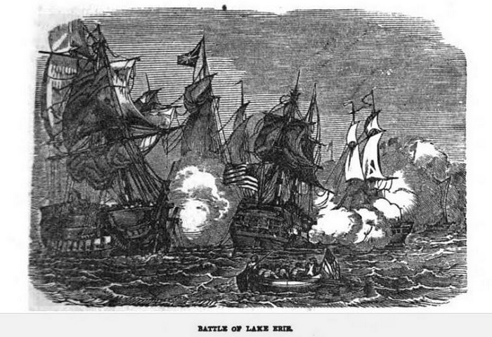 Battle of Lake Erie, illustration published in Military Heroes of the War of 1812, circa 1849