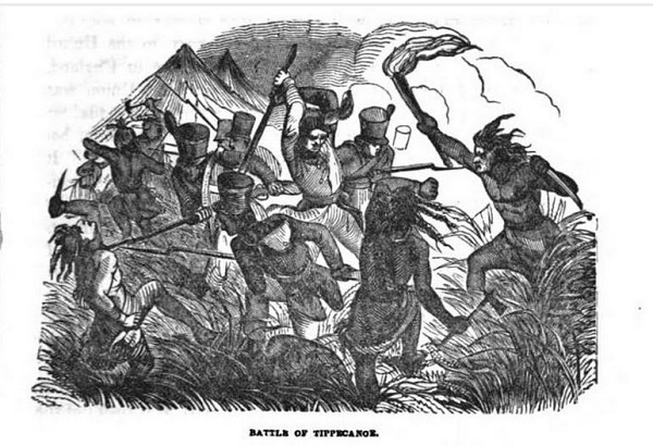 Battle of Tippecanoe, illustration published in Military Heroes of the War of 1812, circa 1849
