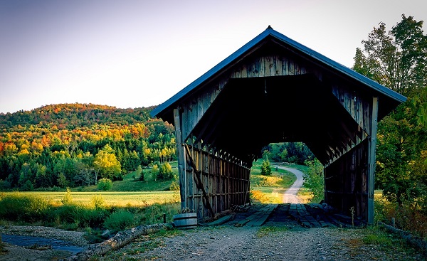 A covered bridge in scenic Vermont.