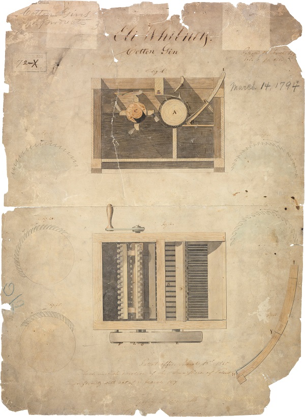 Eli Whitney's patent for the cotton gin, March 14, 1794