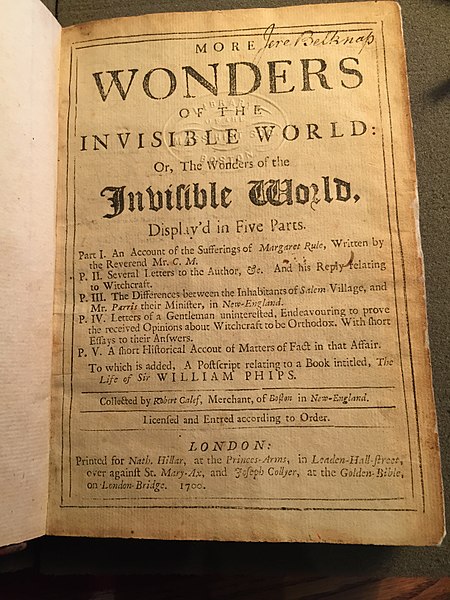 More Wonders of the Invisible World by Robert Calef