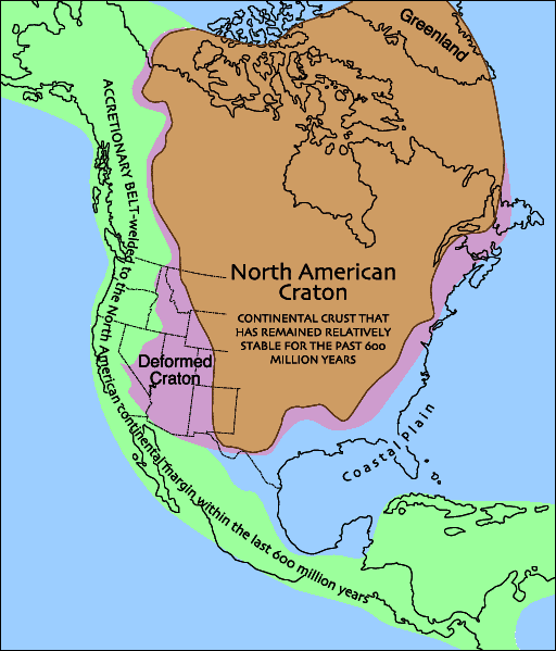 Laurentia, also known as the North American Craton