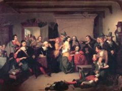 Examination of a Witch oil painting by Thompkins H. Matteson circa 1853
