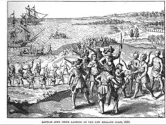 Captain John Smith Landing on the New England Coast, Illustration published in The American Magazine, Volume 45, circa 1898