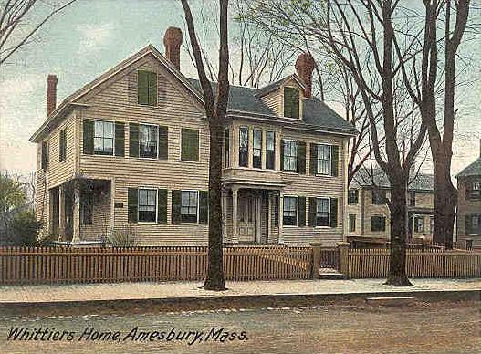 John Greenleaf Whittier's home, Amesbury, MA; from a 1909 postcard