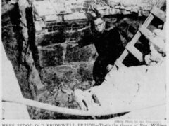 Photo of the Bridewell Prison ruins published in the Boston Globe in 1956